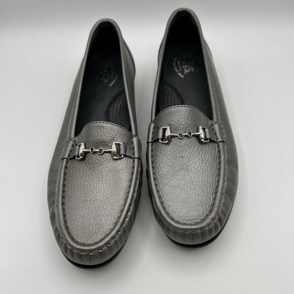 SAS Tripad Comfort Metallic Metro Pewter Loafer Flats Size 10.5N Women Leather - Picture 2 of 10
